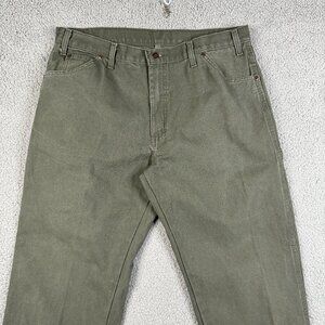 Dickies Jeans Mens 38x30 Military Green Carpentar Relaxed Fit Rugged Workwear